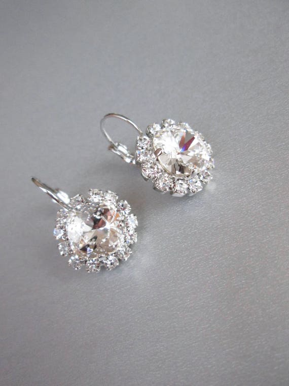Crystal bridal earrings, Rhinestone earrings in gold or silver, Bridal crystal earrings, Wedding earrings