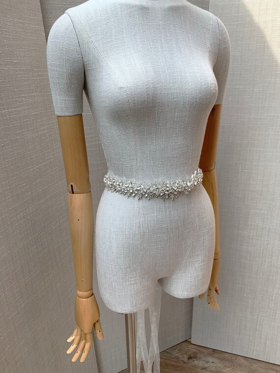 Couture Bridal crystal belt sash- READY TO SHIP, Premium European Crystal wedding belt, Floating crystal belt, Exquisite rhinestone belt