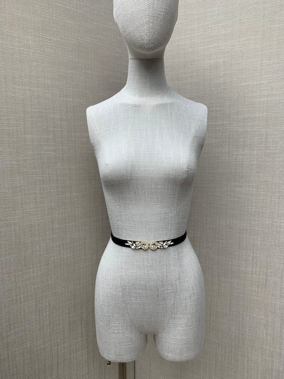 Black belt, Crystal stretch velvet belt with clasp closure, Bridal crystal velvet belt, Fitted bridal belt in gold or silver Rhinestone belt