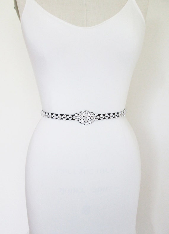 Crystal belt sash, Bridal belt sash, Black Crystal sash, Beaded Crystal Rhinestone Sash, Wedding belt in gold, silver or rose gold