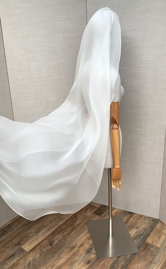 Silk veil bridal veil in silk organza, Exquisite 100% Silk organza wedding veil and shoulder cover, Couture Bridal sheer veil