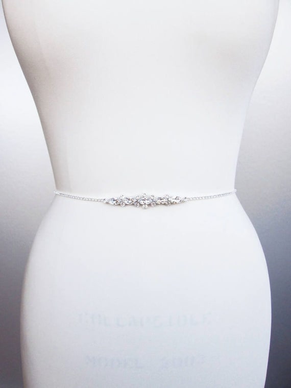 Bridal belt, Premium European Crystal bridal belt, Super skinny bridal belt, Dainty crystal belt sash, Thin belt in gold, silver, rose gold