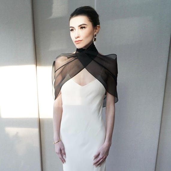 Silk scarf shawl, Silk organza wedding scarf, Sheer wrap special occasion, Bridal shawl waterfall design, Custom colors available