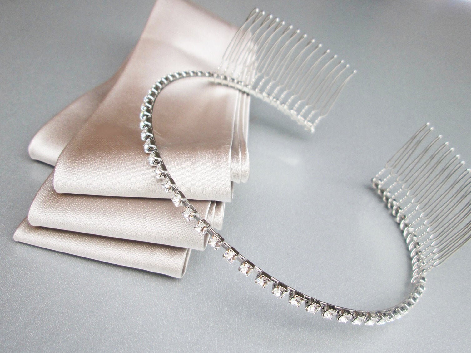 Skinny Bridal headband, Thin crystal headband, Wedding headband