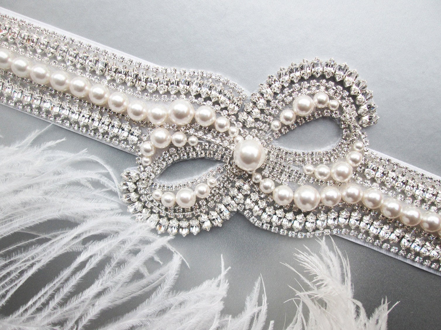 ULAPAN Bridal Belt Sash With Pearls,Wedding Belt With Crystals,Shin Elegant Wedding Sash Floral,S382 