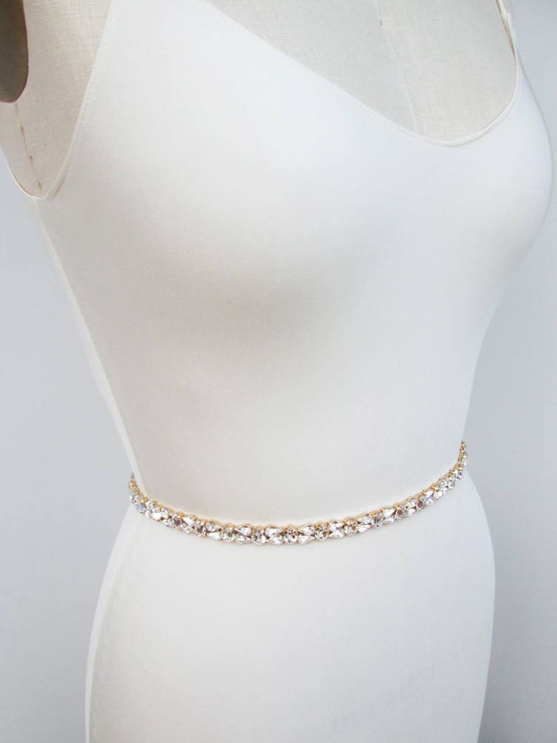 Crystal Bridal Belt Sash Silver Skinny Belt Bridal Belt Etsy