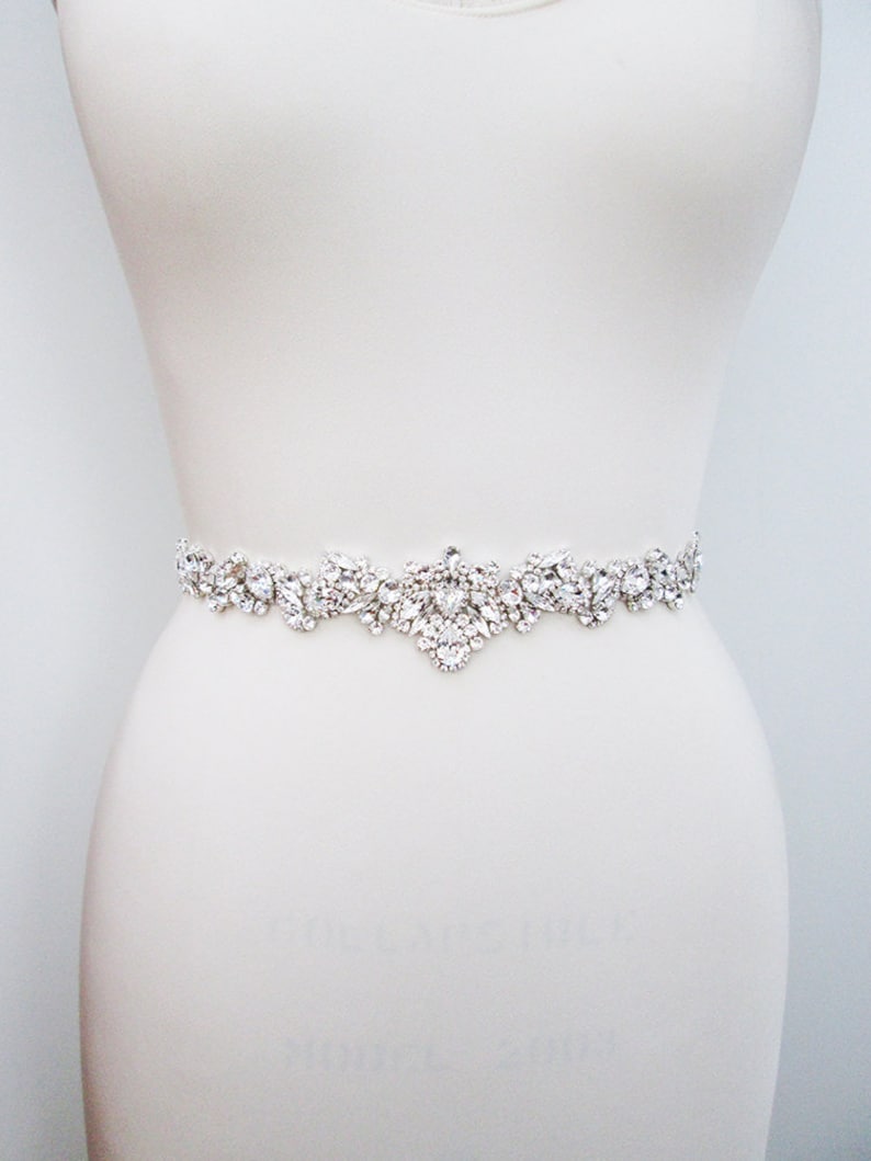 Bridal belt, Bridal belt sash, Crystal belt in silver or gold, Wedding belt, Waist sash, Premium European Crystal, Rhinestone bridal sash image 3