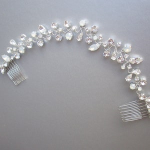 Crystal hair vine, Bridal hair comb, Wedding hair vine, Opal crystal hair vine, Sparkly bridal headpiece