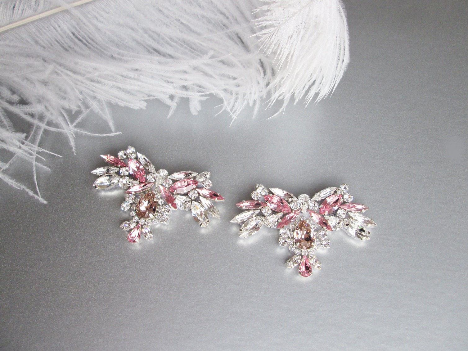 Blush Pink Shoe clips, Bridal shoe clips, Premium European Crystal