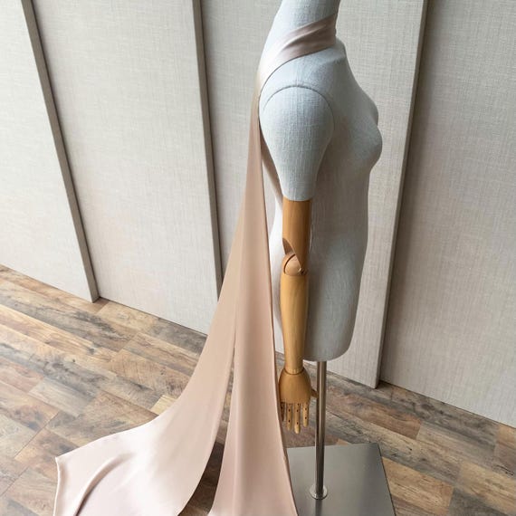 Silk Satin scarf, Modern bridal scarf in soft 100% Silk charmeuse, Flared scarf for wedding or special occasion, Tapered scarf