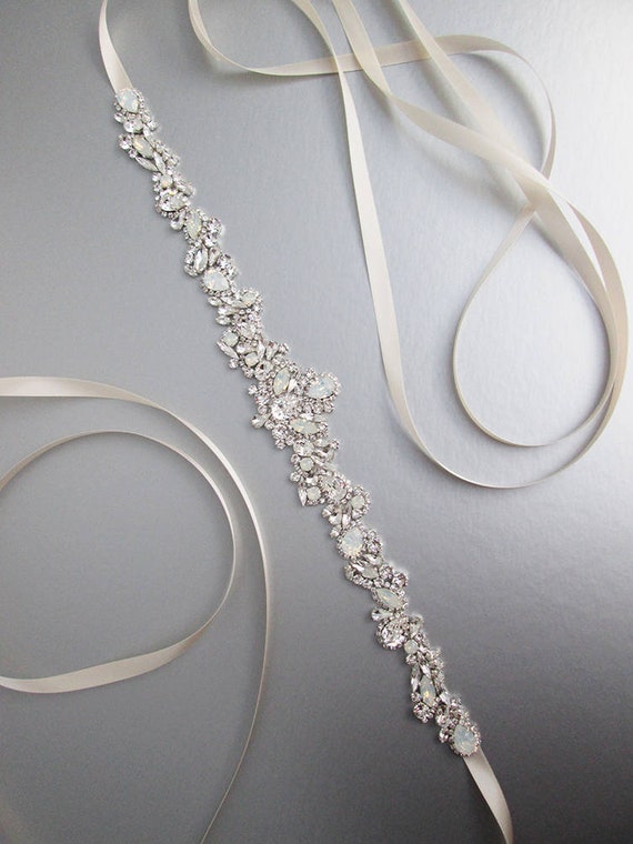 Bridal belt sash, Crystal belt in silver or gold, Wedding belt, Waist sash, Premium European Crystal Opal bridal belt Rhinestone bridal sash
