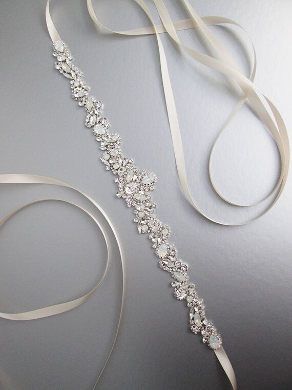 Bridal belt sash, Crystal belt in silver or gold, Wedding belt, Waist sash, Premium European Crystal Opal bridal belt Rhinestone bridal sash
