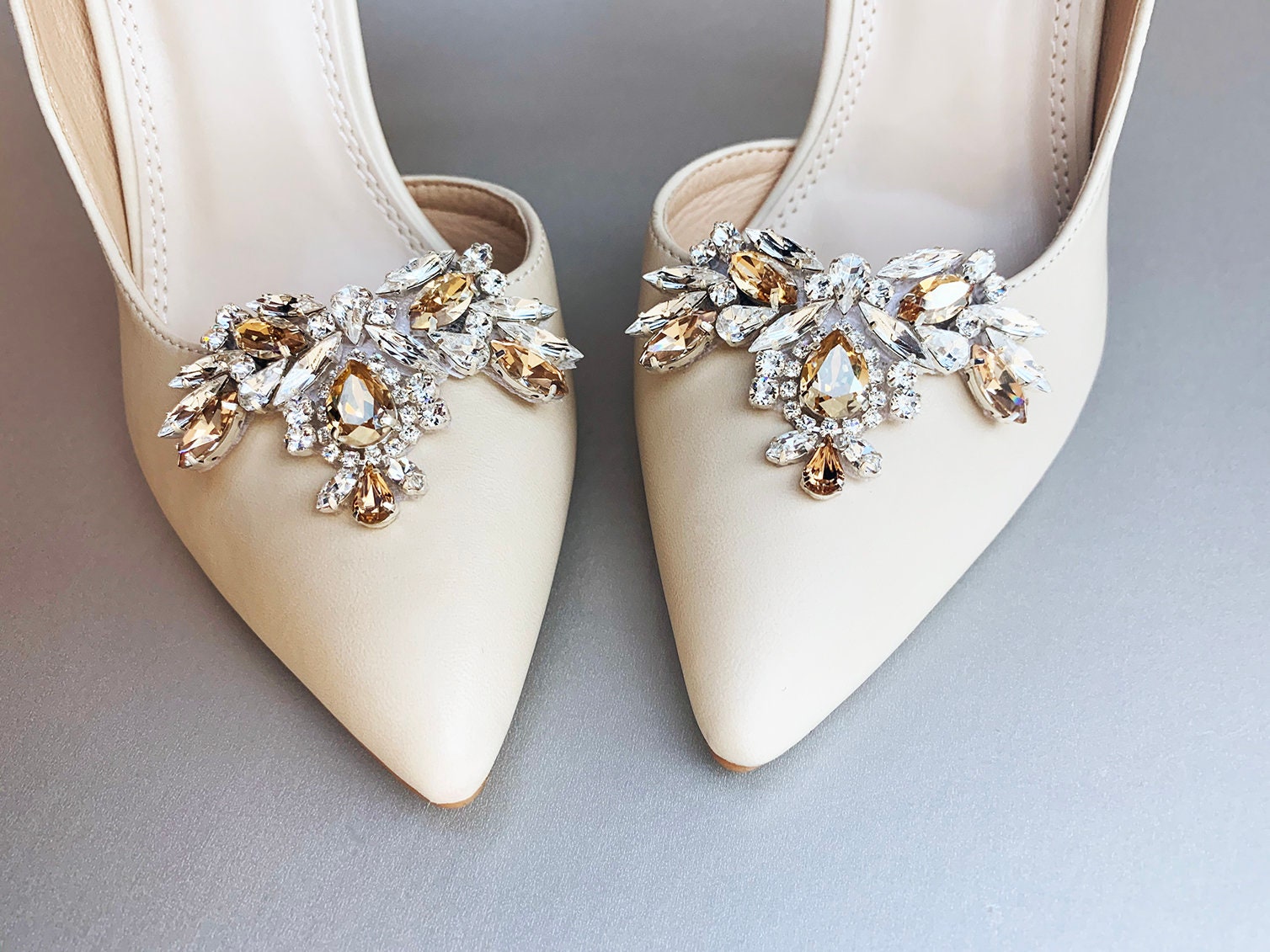 Champagne Shoe clips, Bridal shoe clips, Premium European