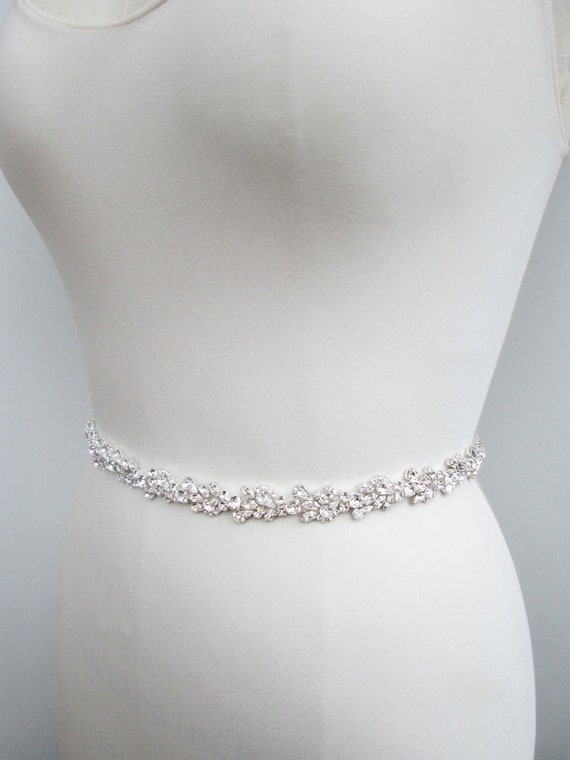 Crystal Bridal belt sash, Skinny bridal belt, Wedding belt, Crystal belt, Rhinestone bridal belt, Bridal belt in gold, silver, rose gold