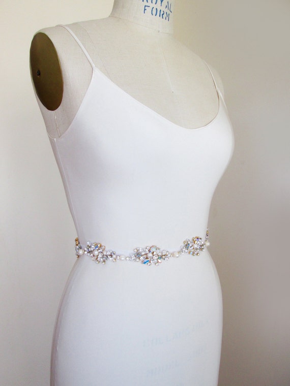 Bridal belt, Crystal bridal belt sash, Crystal and pearl wedding belt, Rhinestone crystal belt, Pearl and crystal belt in gold and silver