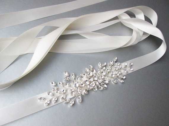 Bridal belt, Ready to ship, Premium European Crystal belt, Crystal belt sash in silver,Wedding belt, Waist sash in antique white light ivory