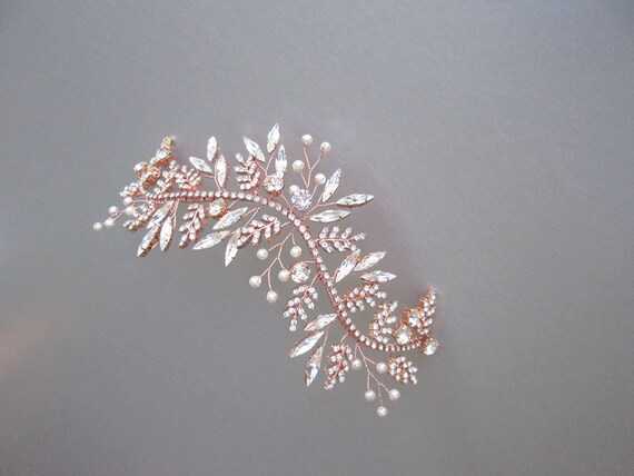 Bridal crystal headband, Bridal hair vine, Crystal hair vine in rose gold, silver or gold, Bridal headband, Rose gold hair vine,