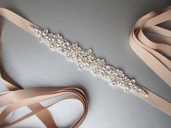 Bridal crystal and pearl belt, Wedding belt sash, Crystal rhinestone belt, Waist sash, Bridal belt in gold, rose gold  or silver