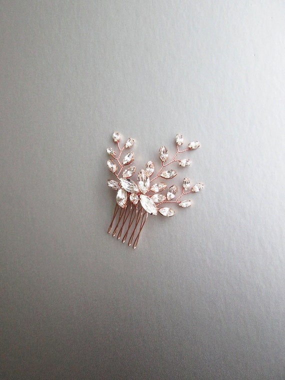 Crystal hair comb, Bridal small hair comb, Dainty crystal hair comb, Rose gold bridal headpiece, Wedding hair comb, Bridal comb