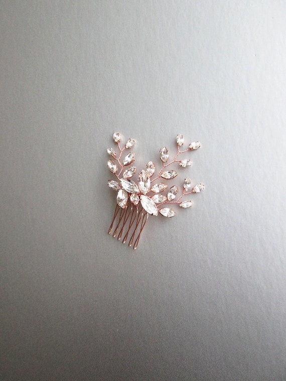 Crystal hair comb, Bridal small hair comb, Dainty crystal hair comb, Rose gold bridal headpiece, Wedding hair comb, Bridal comb