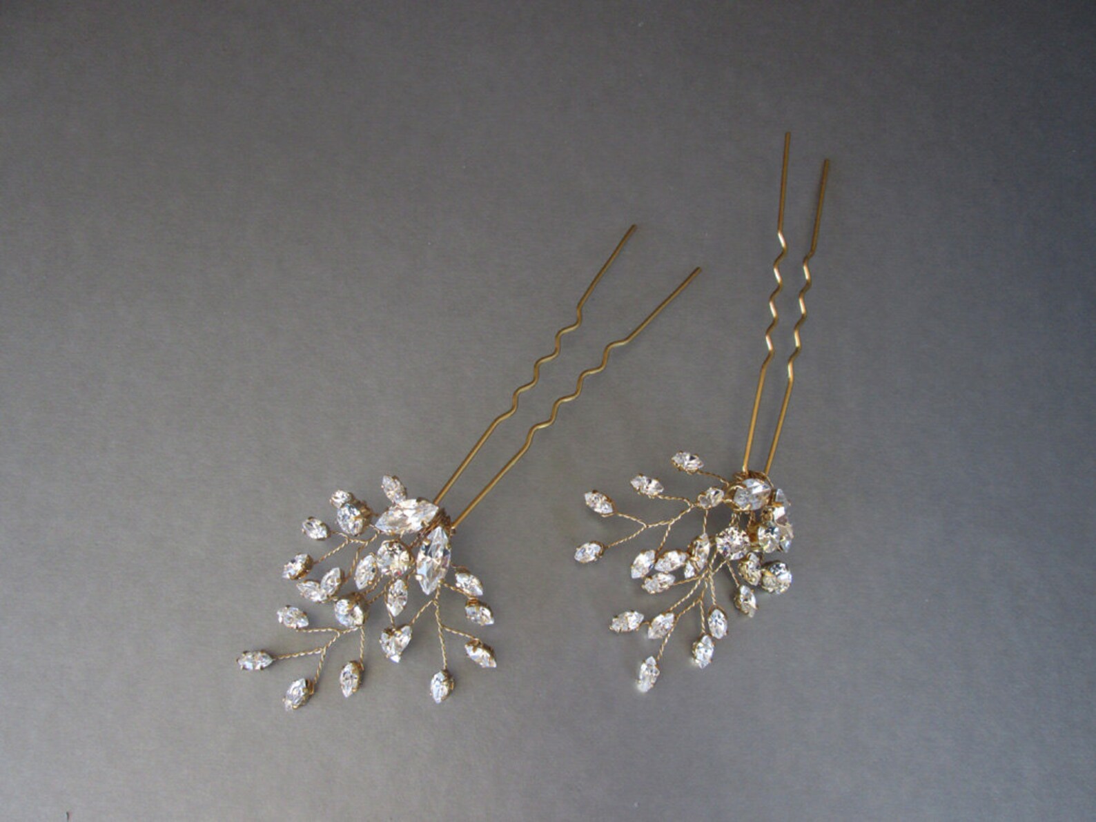Swarovski crystal hair pins Bridal crystal hair pins Wedding Etsy