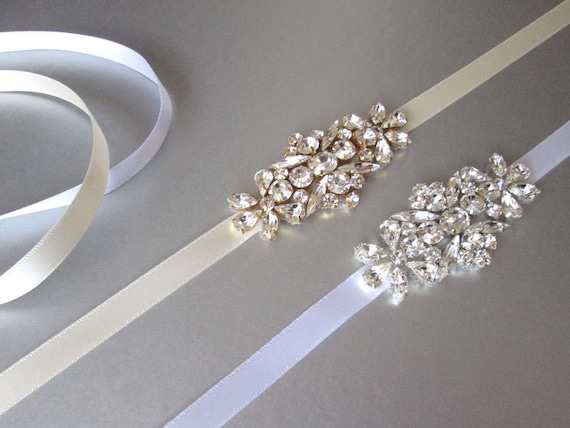 Bridal belt sash,  crystal belt sash, Wedding belt sash, Crystal belt, Rhinestone bridal belt in gold or silver, Small crystal belt