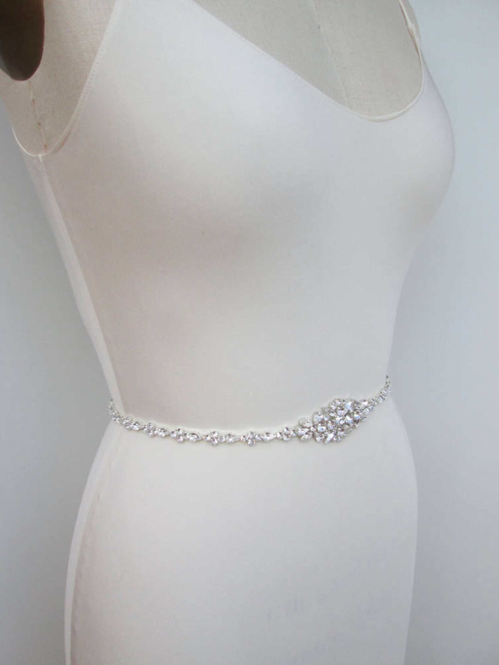Bridal belt Swarovski crystal skinny bridal belt sash Silver Etsy