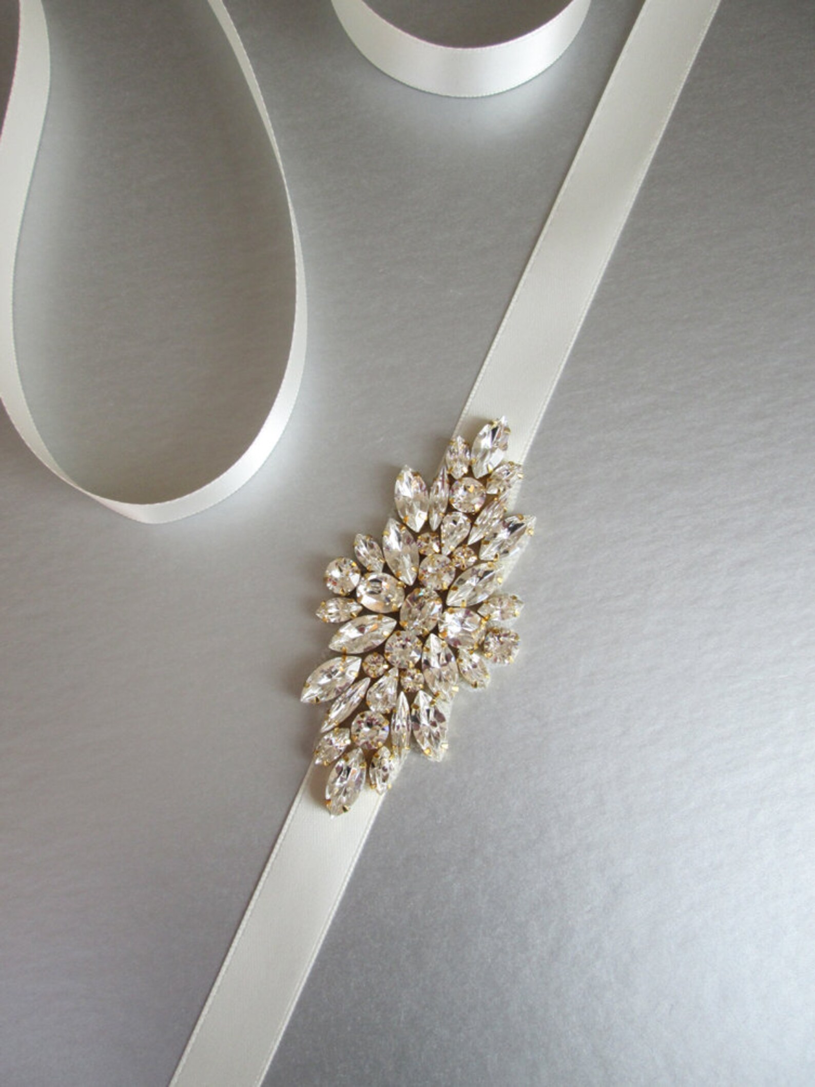 Crystal Stone Sash Ribbon Bridal Wedding Belt Headband
