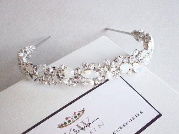 White opal Bridal headband, Premium European Crystal crystal headband, Wedding headband, Rhinestone bridal headband, Crystal headpiece