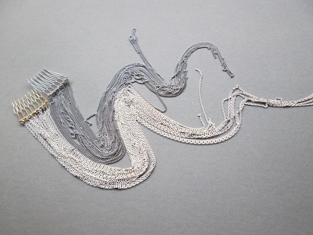 Modern Chain Hair Vine Comb, Chain Hair Comb, Hair Vine Gold Headpiece ...