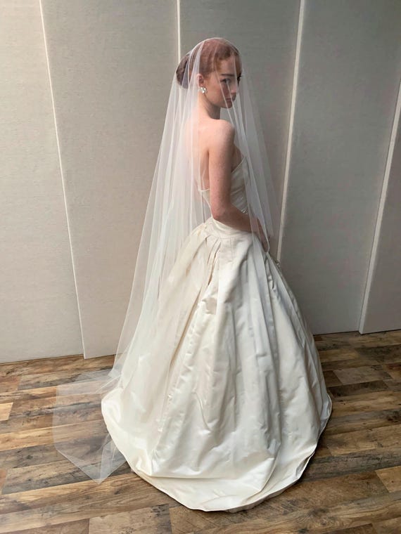 Silk veil, Bridal drop veil in silk tulle, 100% Silk veil with blusher, Floor, Waltz, Ballet