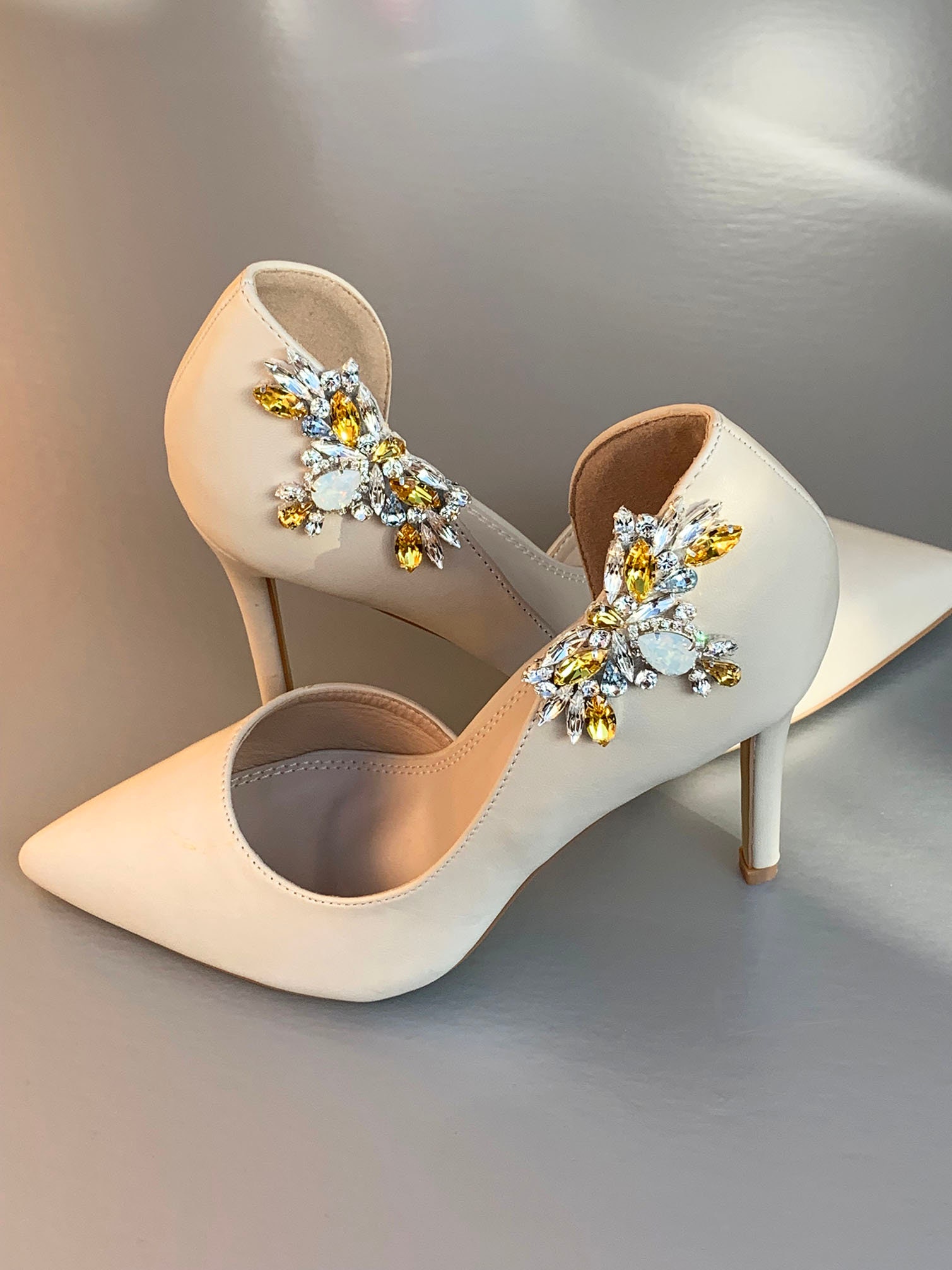 Sunny Topaz Shoe clips, Bridal shoe clips, Premium European