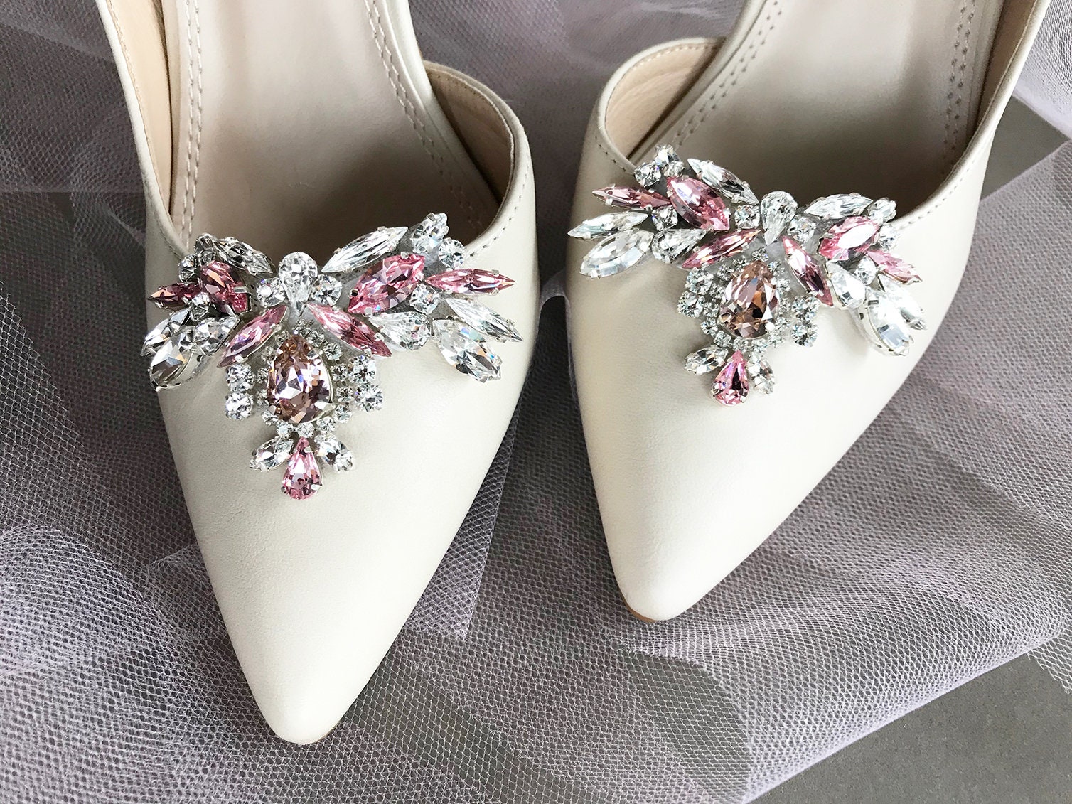 Blush Pink Shoe clips, Bridal shoe clips, Premium European Crystal Shoe  embellishments jewelry, Rhinestone party shoe clip on appliques