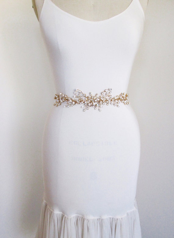 Bridal belt, Premium Quality European Crystal belt sash or headband in gold or silver, Bridal crystal belt or headband with organz