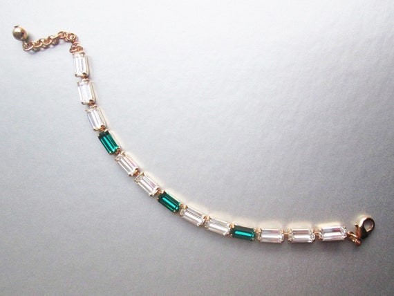 Emerald crystal bracelet, Bridal jewelry set, Green jewelry set in gold, silver, rose gold, mother of bride, bridesmaids