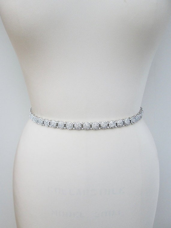 Bridal belt, Thin bridal belt sash, Bridal crystal sash, Crystal wedding belt, Rhinestone bridal belt sash, Half inch wide belt in silver