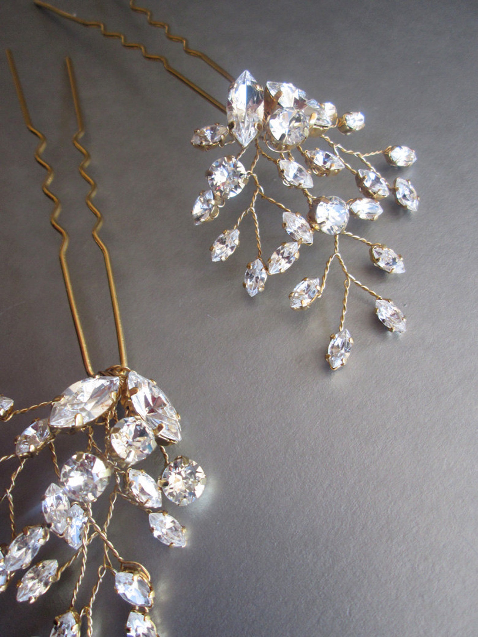 Swarovski crystal hair pins Bridal crystal hair pins Wedding Etsy