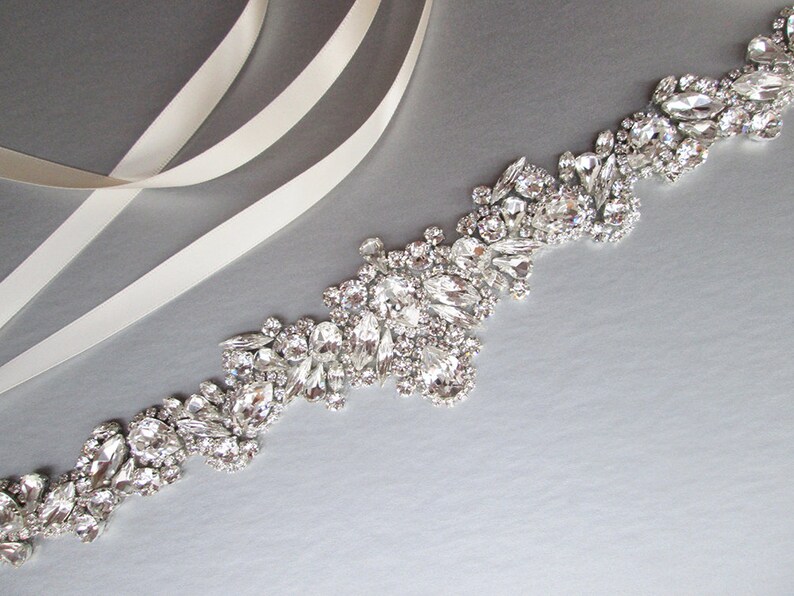 Bridal belt, Bridal belt sash, Crystal belt in silver or gold, Wedding belt, Waist sash, Premium European Crystal, Rhinestone bridal sash image 6
