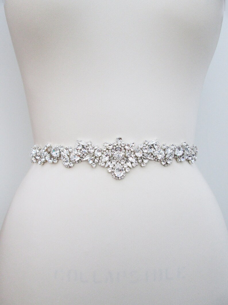 Bridal belt, Bridal belt sash, Crystal belt in silver or gold, Wedding belt, Waist sash, Premium European Crystal, Rhinestone bridal sash image 4