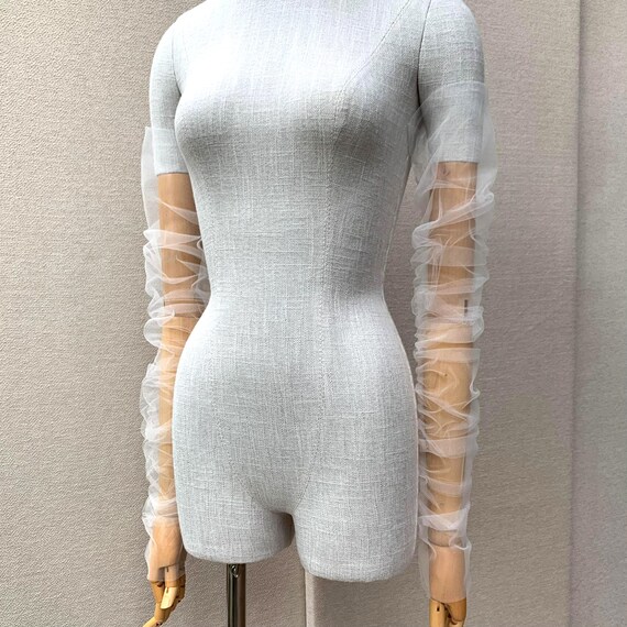 Long fingerless bridal gloves, bridal sleeves, tulle wedding dress sleeves to match our veils