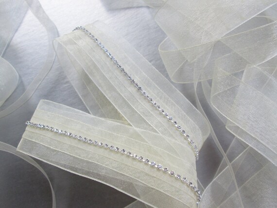 Bridal belt, Bridal crystal belt sash, Organza ribbon bridal sash in silver, gold or rose gold,