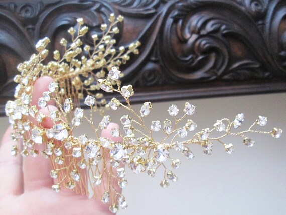 Crystal hair vine comb, Crystal Headband, Bridal hair vine, Wedding headpiece, Gold Bridal crystal hair vine, Rhinestone hair comb