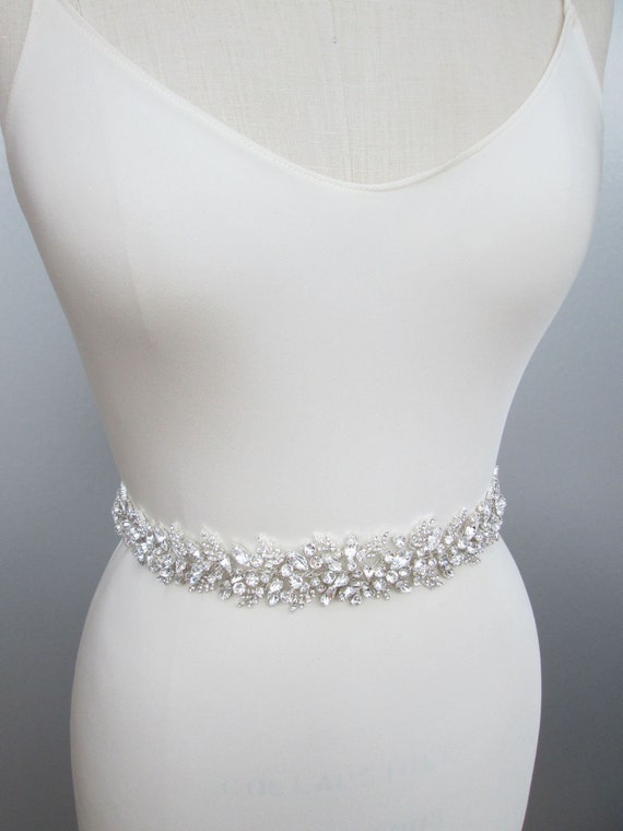 Couture Bridal crystal belt sash, Premium European Crystal belt, Wedding belt, Floating crystal belt, Exquisite Floral rhinestone belt