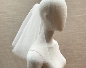 Short bridal veil, Shoulder length two tier veil, Blusher veil, Double layer veil,