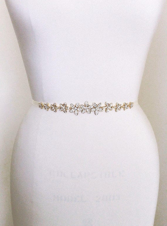 Bridal belt, Petite crystal bridal belt, Wedding belt sash, Crystal rhinestone belt, Waist sash, Bridal crystal sash in gold or silver