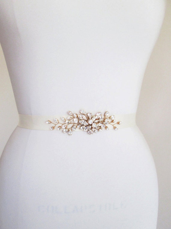 Bridal belt, Bridal crystal belt, Crystal belt sash in gold, silver, rose gold, Wedding belt, Rhinestone beaded belt,