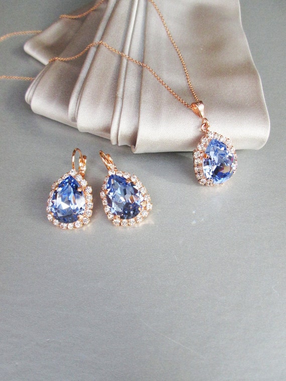 Lavender crystal jewelry set, Bridal crystal earrings necklace set, Bridesmaids, Mother of the bride jewelry