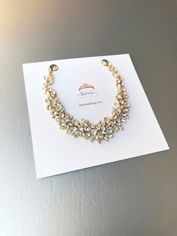 Bridal Crystal necklace in gold or silver, Statement necklace, Premium European Crystal bridal bib necklace, Rhinestone necklace