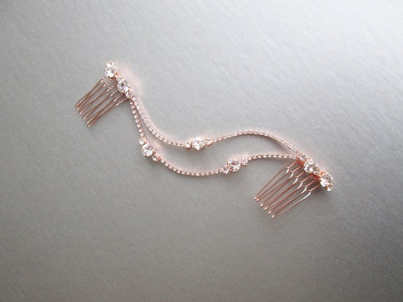 Crystal hair vine rose gold, Bridal hair comb, Wedding hair comb, Dainty crystal hair vine, Hair vine in silver, gold