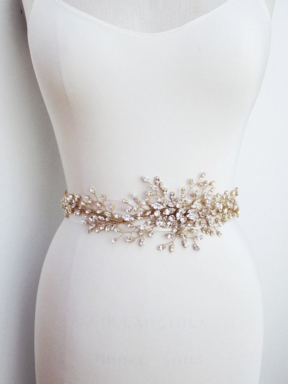 Luxe bridal belt sash, Bridal Premium European Crystal belt sash, Wedding crystal belt, Crystal floral belt in gold, silver, rose gold